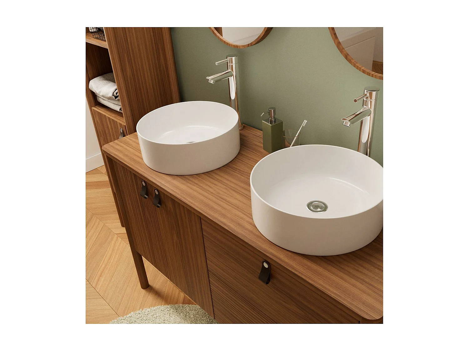 Conjunto mueble doble lavabo 120 cm + lavabos JOY