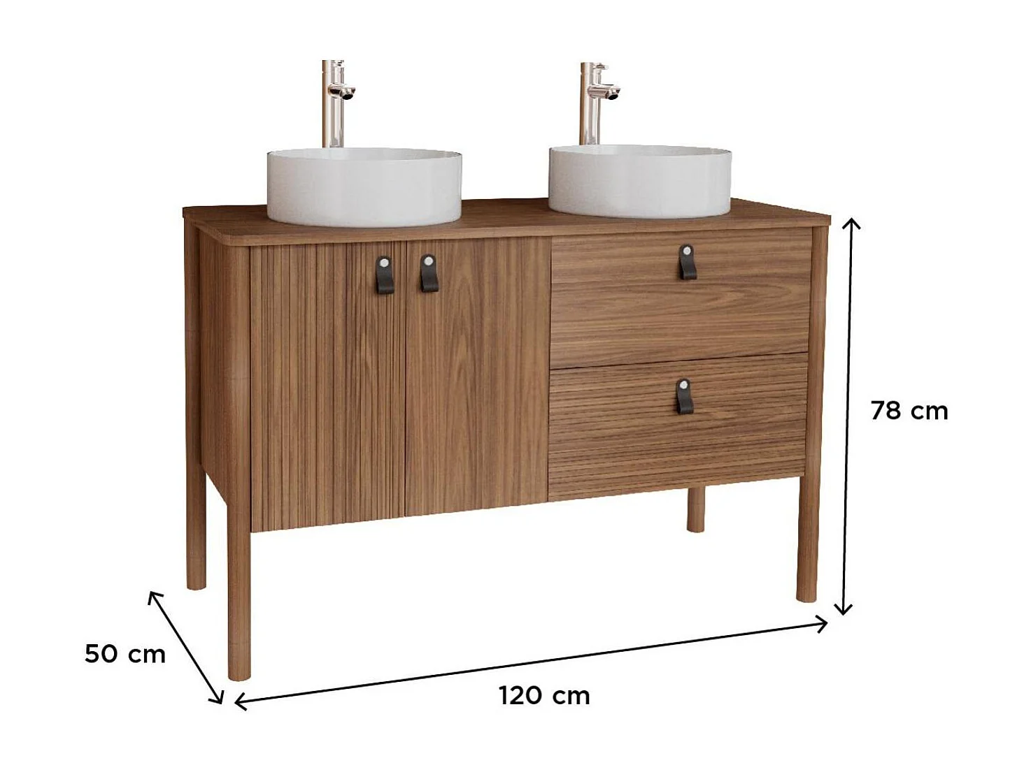 Ensemble meuble double vasque JOY 120 cm + vasques