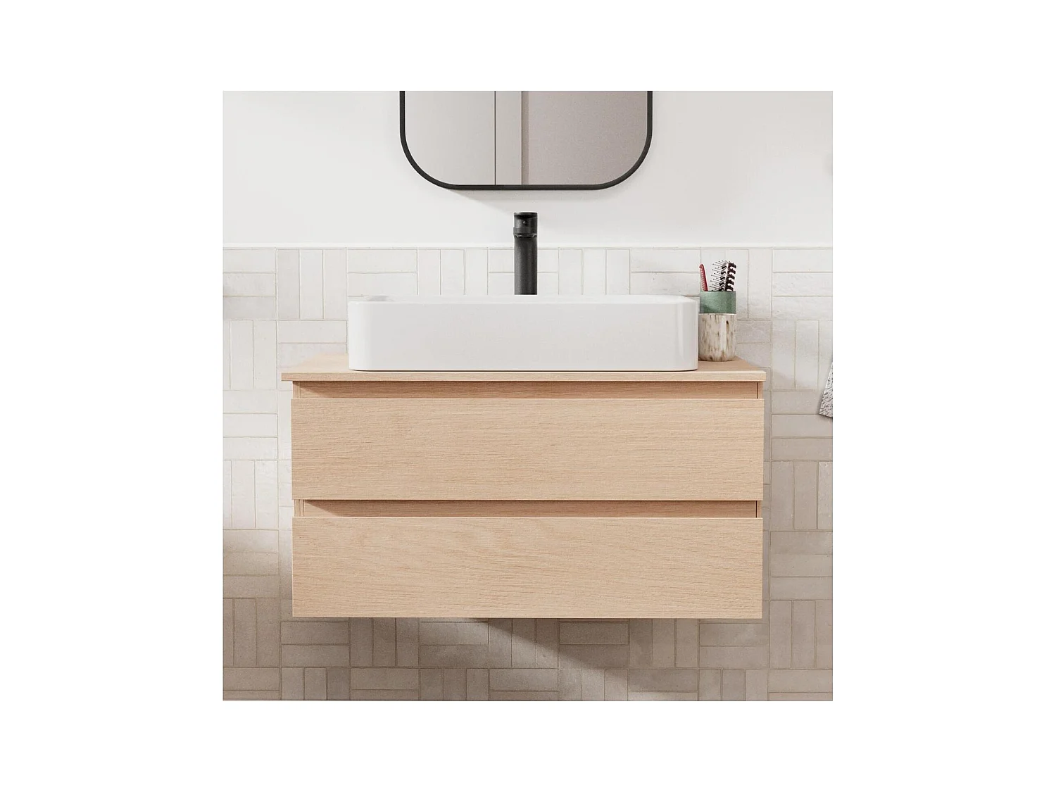 Conjunto mueble lavabo simple 80 cm + lavabo SORRENTO
