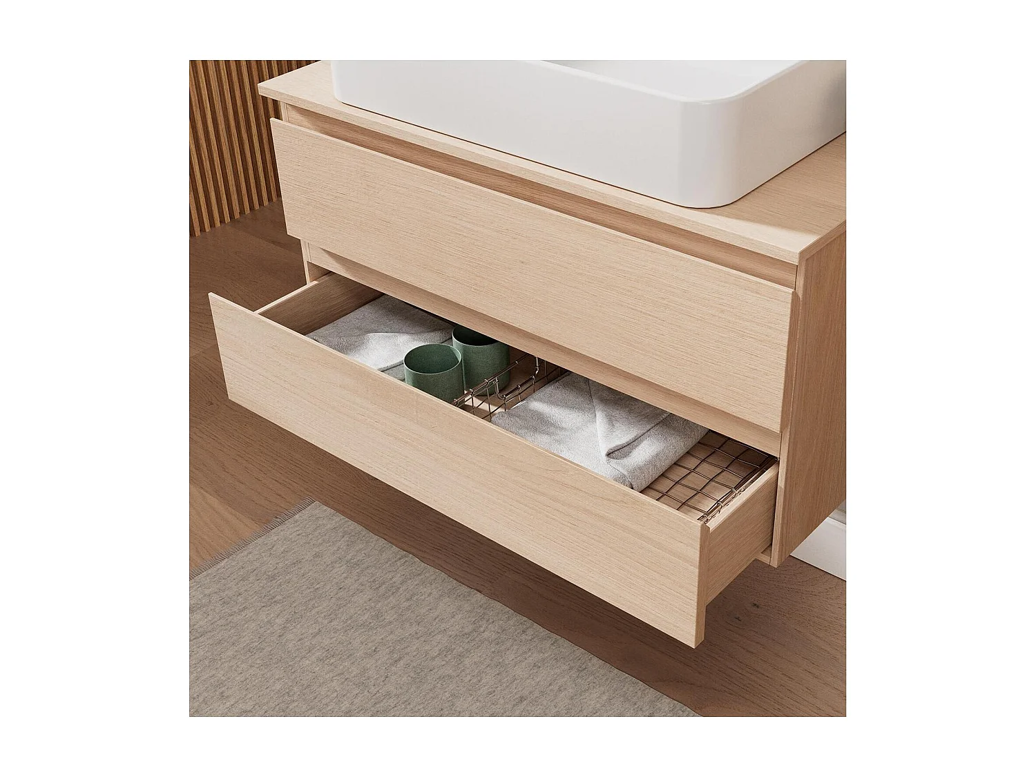 Ensemble meuble simple vasque 80 cm + vasque SADDY