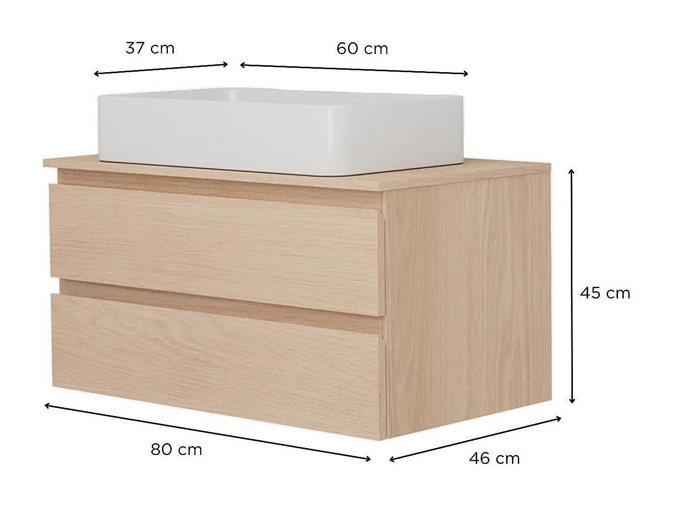 Mobile lavabo singolo 80 cm + lavabo SORRENTO