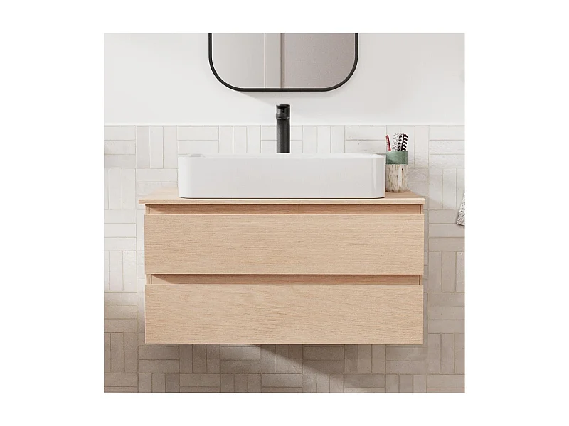 Ensemble meuble simple vasque 80 cm + vasque SADDY