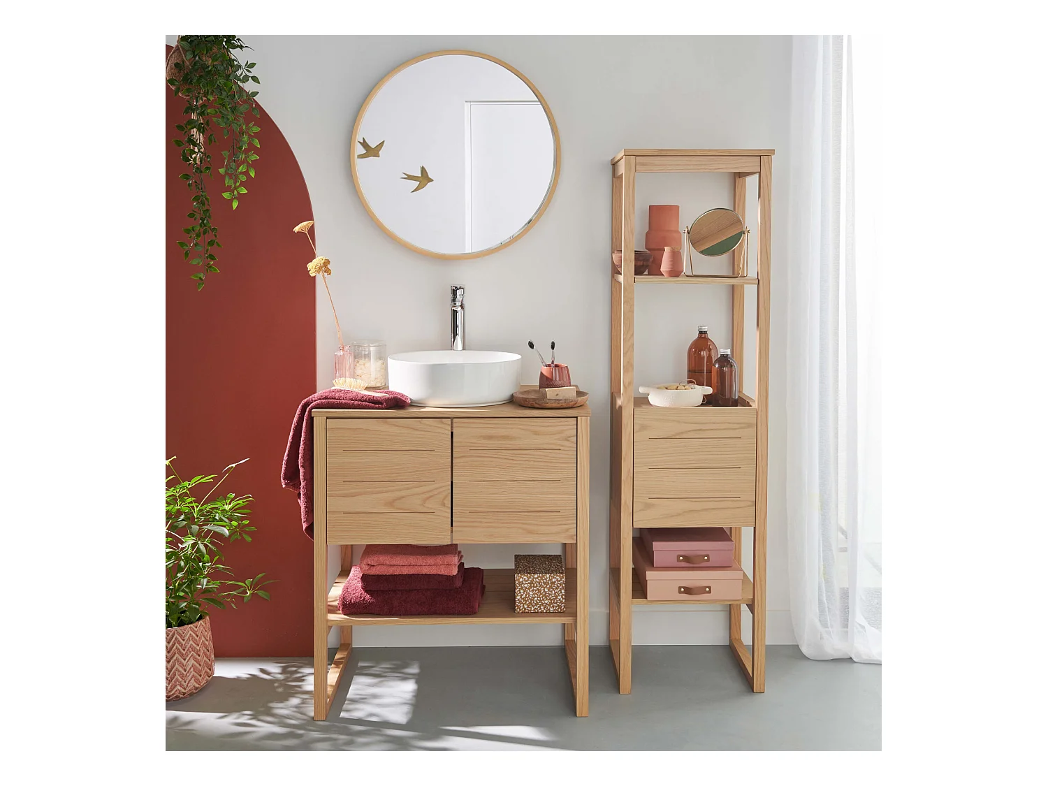 Mueble individual + lavabo + espejo + columna ATOLL