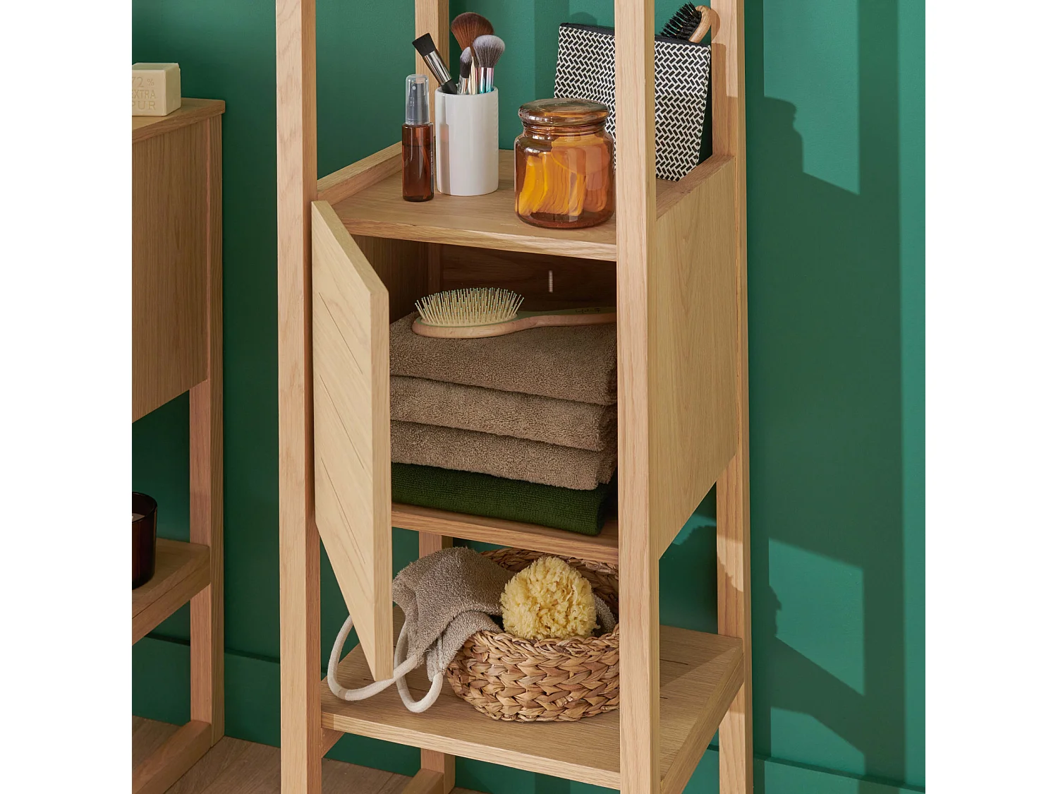 Mueble de lavabo doble + lavabo + espejo + columna ATOLL