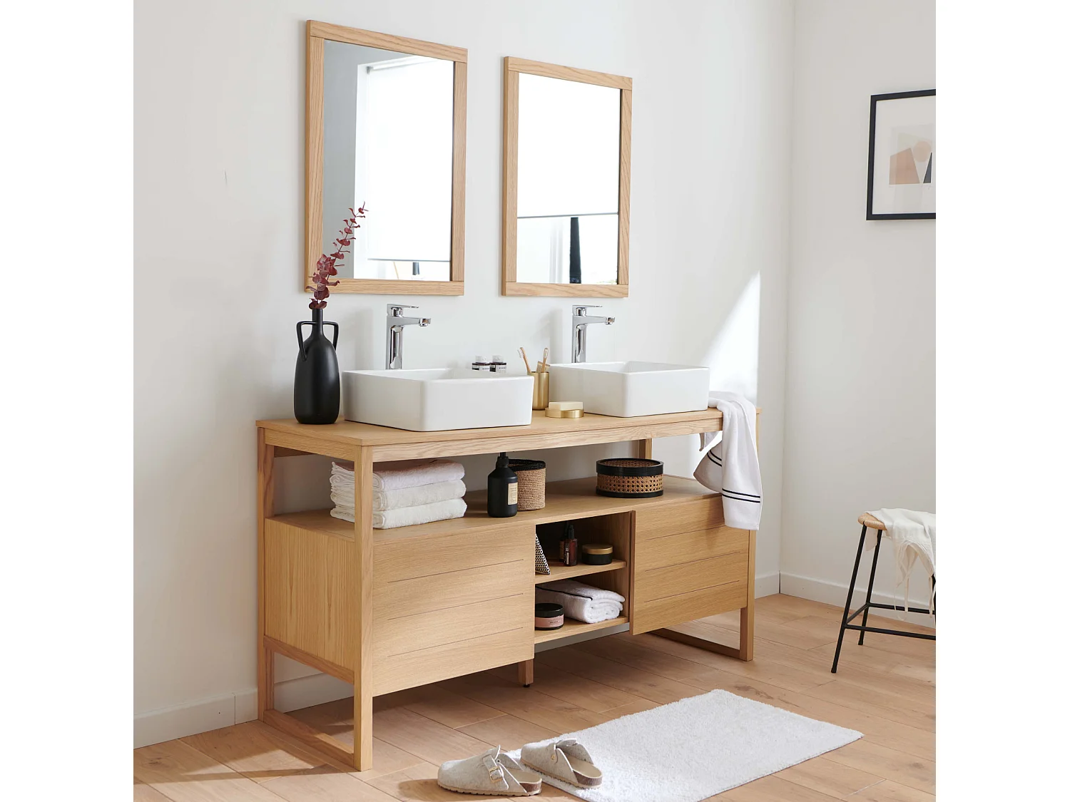 Doppelwaschtisch + Waschbecken + Spiegel ATOLL