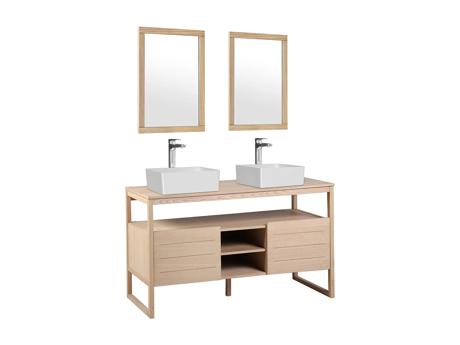 Doppelwaschtisch + Waschbecken + Spiegel ATOLL