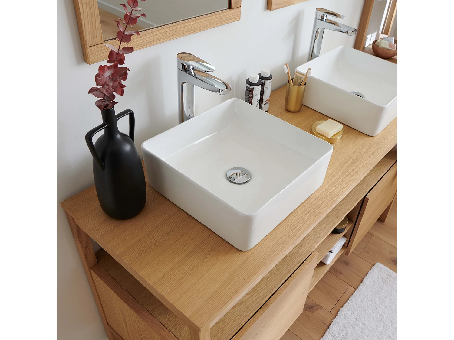 Doppelwaschtisch + Waschbecken + Spiegel ATOLL