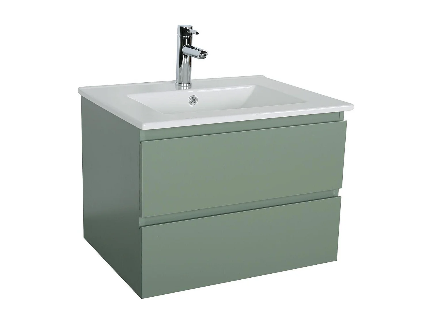 Enkele wastafelset 60cm met keramische bovenkant en chromen kraan SORRENTO