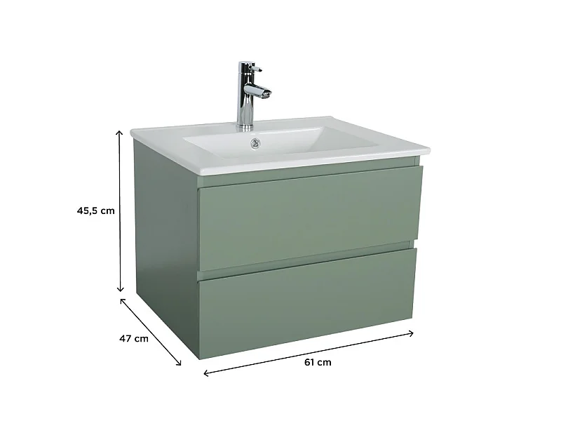 Conjunto de lavabo con encimera de cerámica y grifo 60cm SORRENTO
