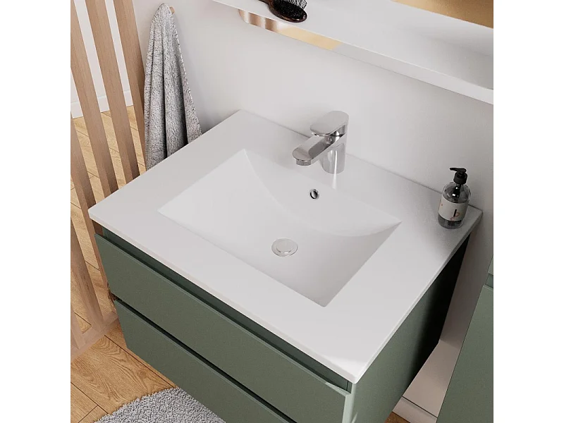 Conjunto de lavabo con encimera de cerámica y grifo 60cm SORRENTO