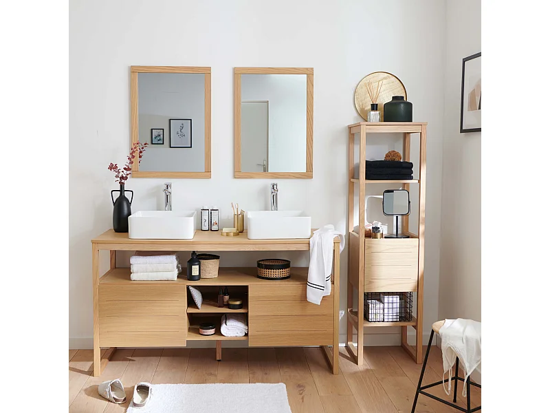 Doppelwaschtisch + Waschbecken + Spiegel + ATOLL-Säule