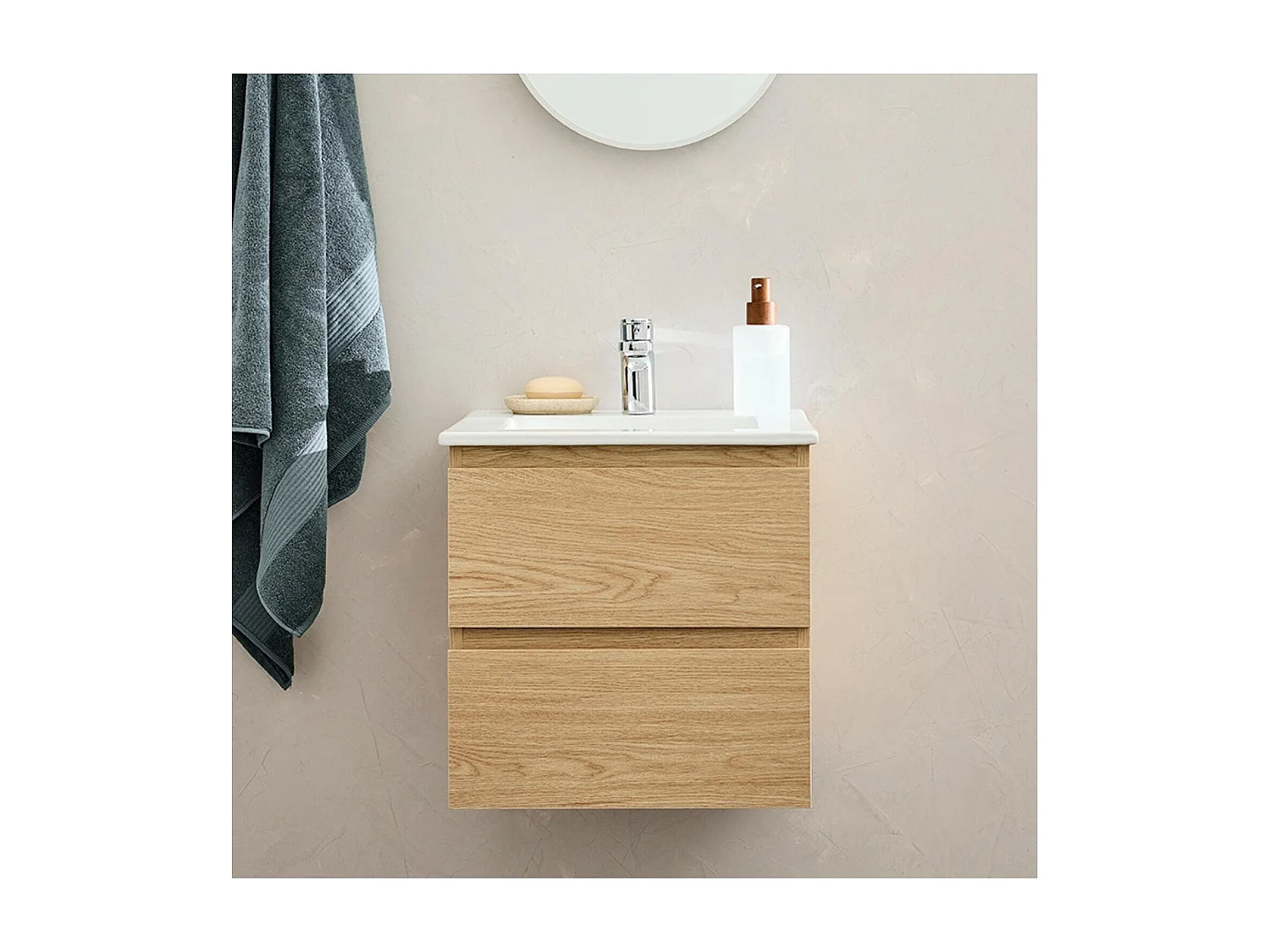 Waschtischunterschrank mit Einzelwaschbecken 45 cm + SORRENTO-Armatur