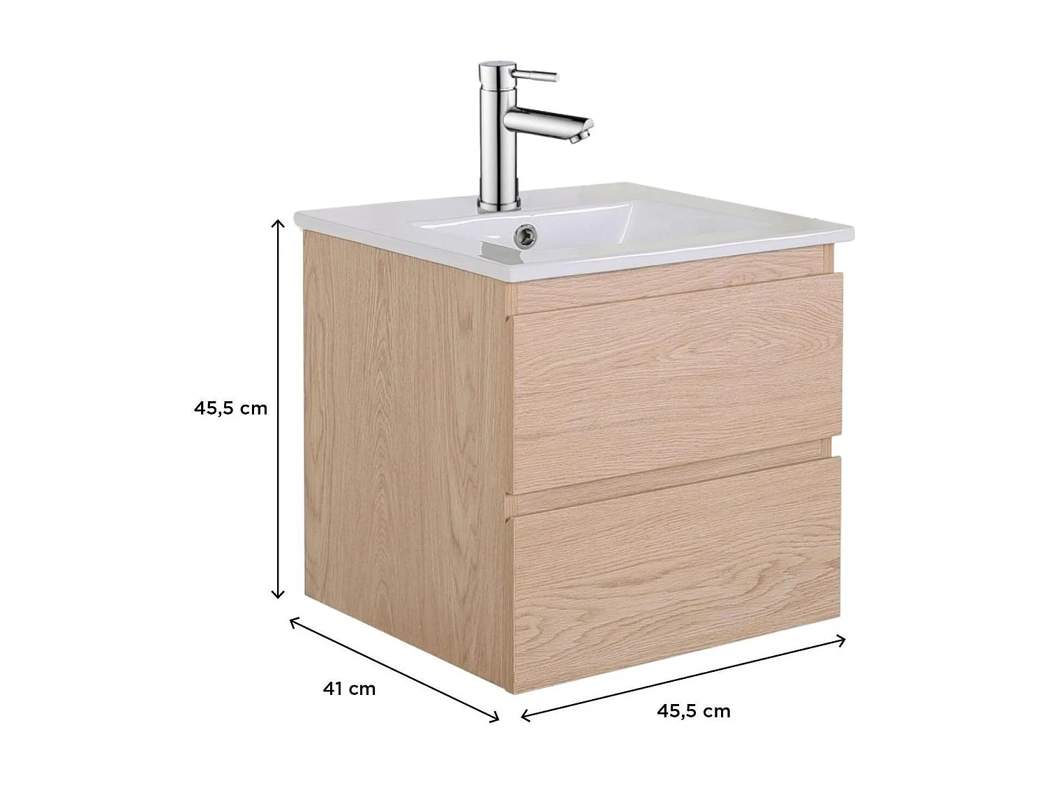 Waschtischunterschrank mit Einzelwaschbecken 45 cm + SORRENTO-Armatur