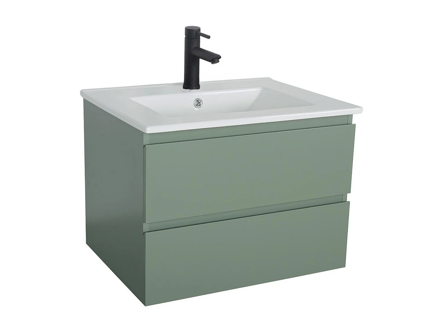 Enkele wastafelset 60cm met keramische bovenkant en zwarte kraan SORRENTO