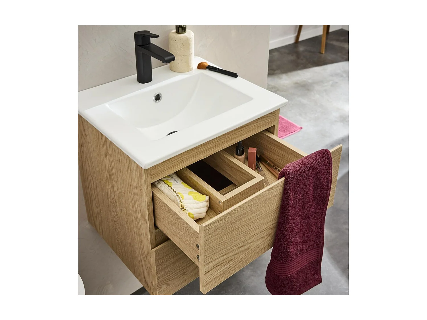 Mueble individual + lavabo + grifo + espejo SORRENTO