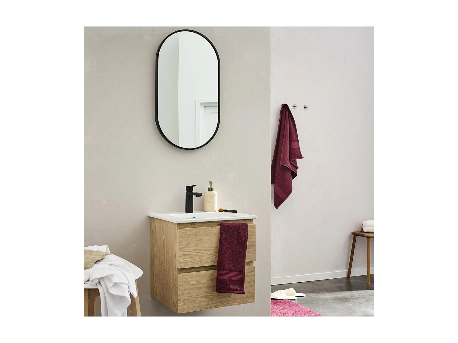 Mueble individual + lavabo + grifo + espejo SORRENTO