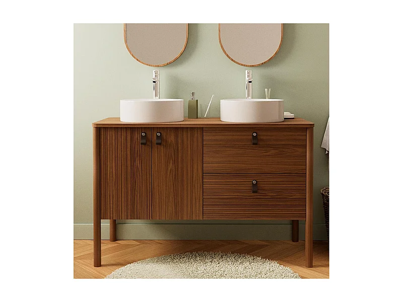 Conjunto mueble doble lavabo 120 cm + lavabos + grifos JOY