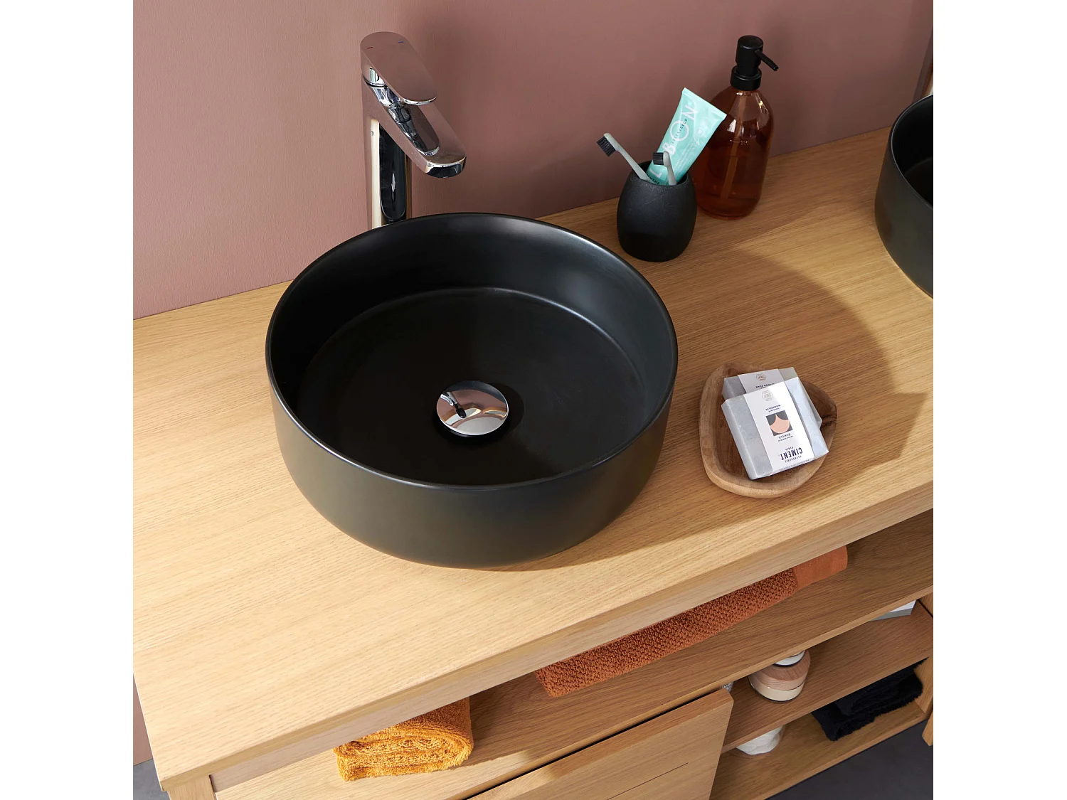 Doppelwaschtisch + Waschbecken + Spiegel + ATOLL-Säule