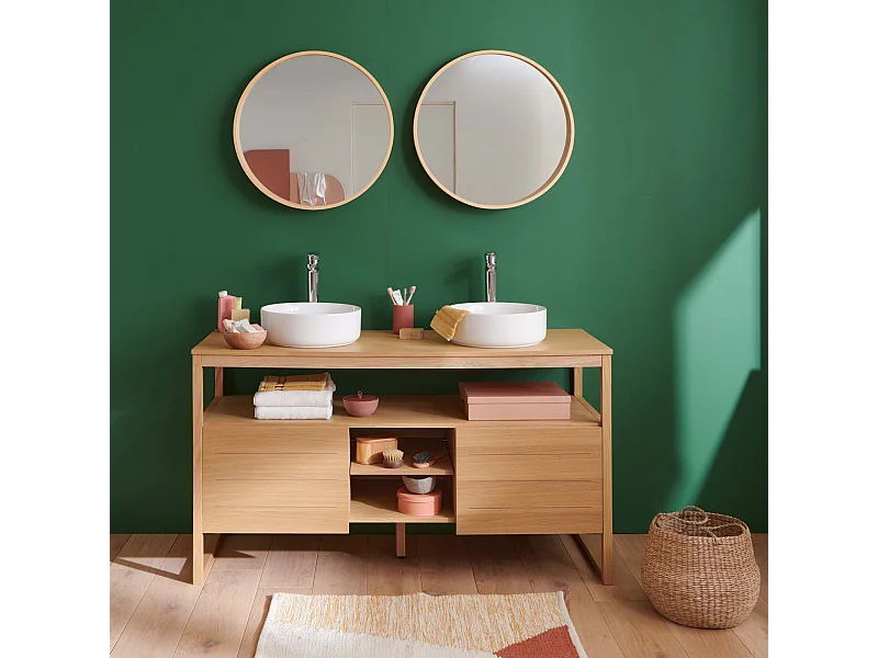 Doppelwaschtisch + Waschbecken + Spiegel ATOLL