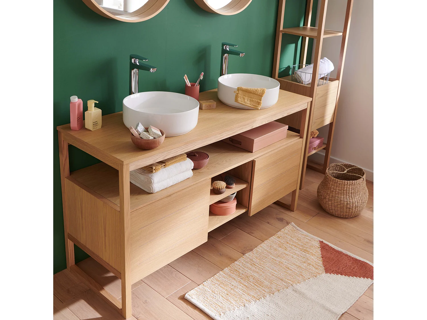 Doppelwaschtisch + Waschbecken + Spiegel ATOLL