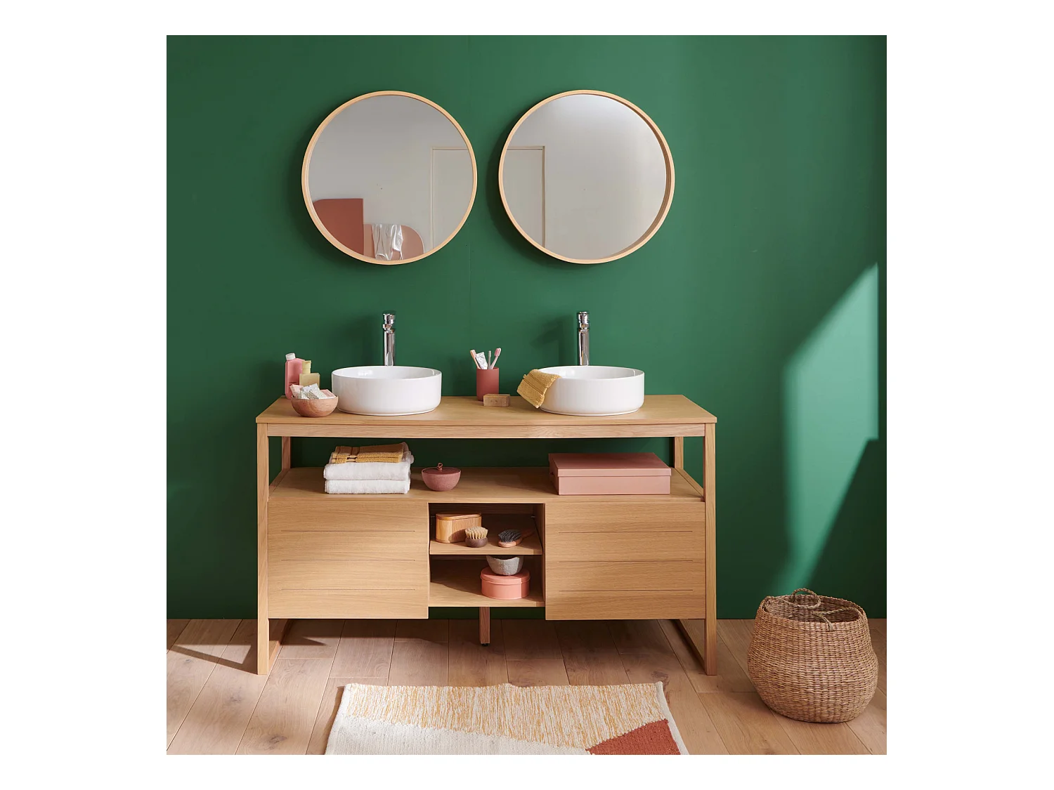 Mobile lavabo doppio + lavabo + specchio ATOLL