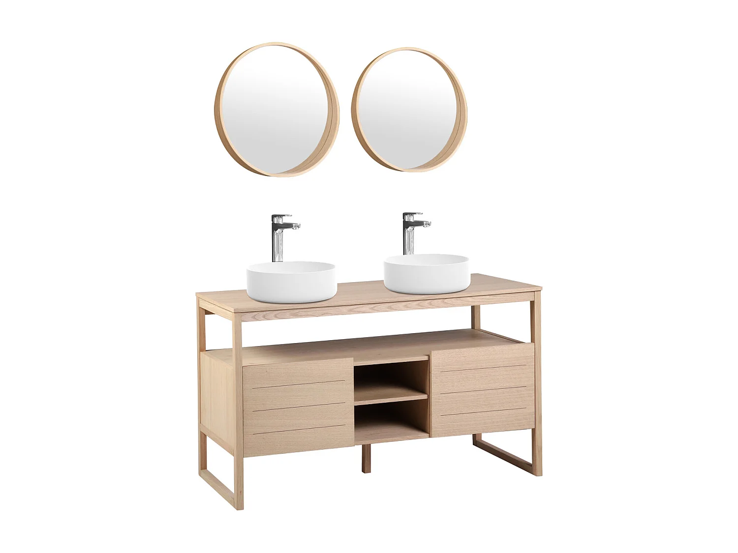 Doppelwaschtisch + Waschbecken + Spiegel ATOLL