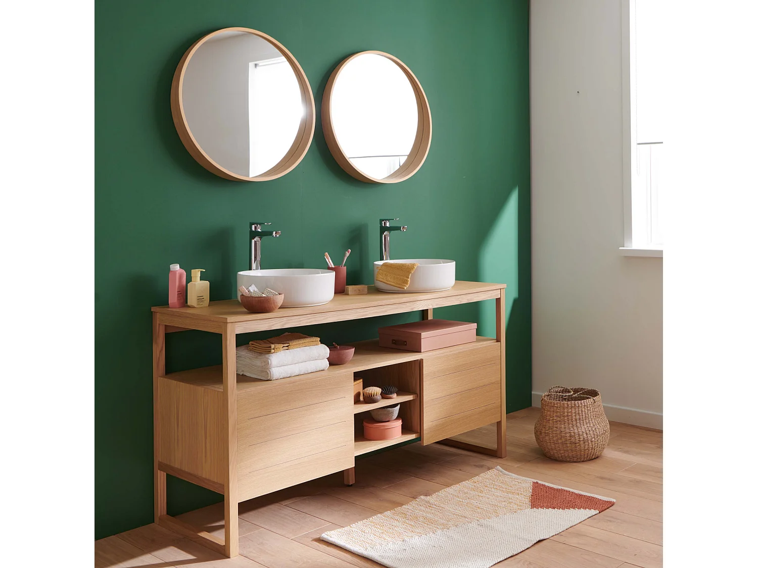 Doppelwaschtisch + Waschbecken + Spiegel ATOLL