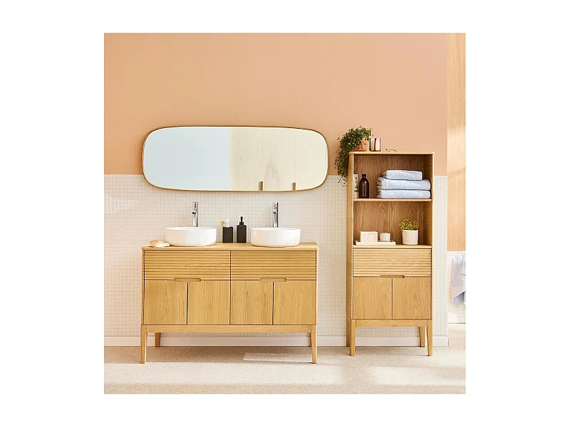 120cm dubbele spoelbakset + spoelbak + kraan + spiegel + ALASKA kolom