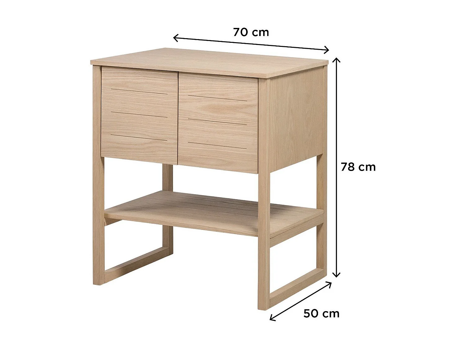 Meuble salle de bain Chêne naturel 70 cm ATOLL + Vasque carrée 36 cm