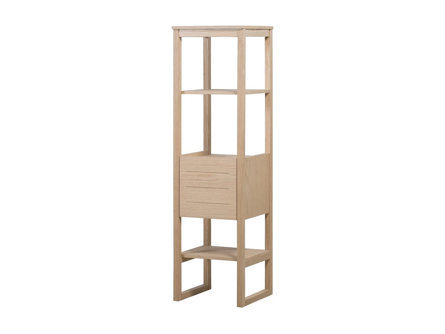 Meuble de Salle De Bain Chêne 70 cm + Colonne de rangement Chêne 145 cm ATOLL + Vasque carrée 36 cm