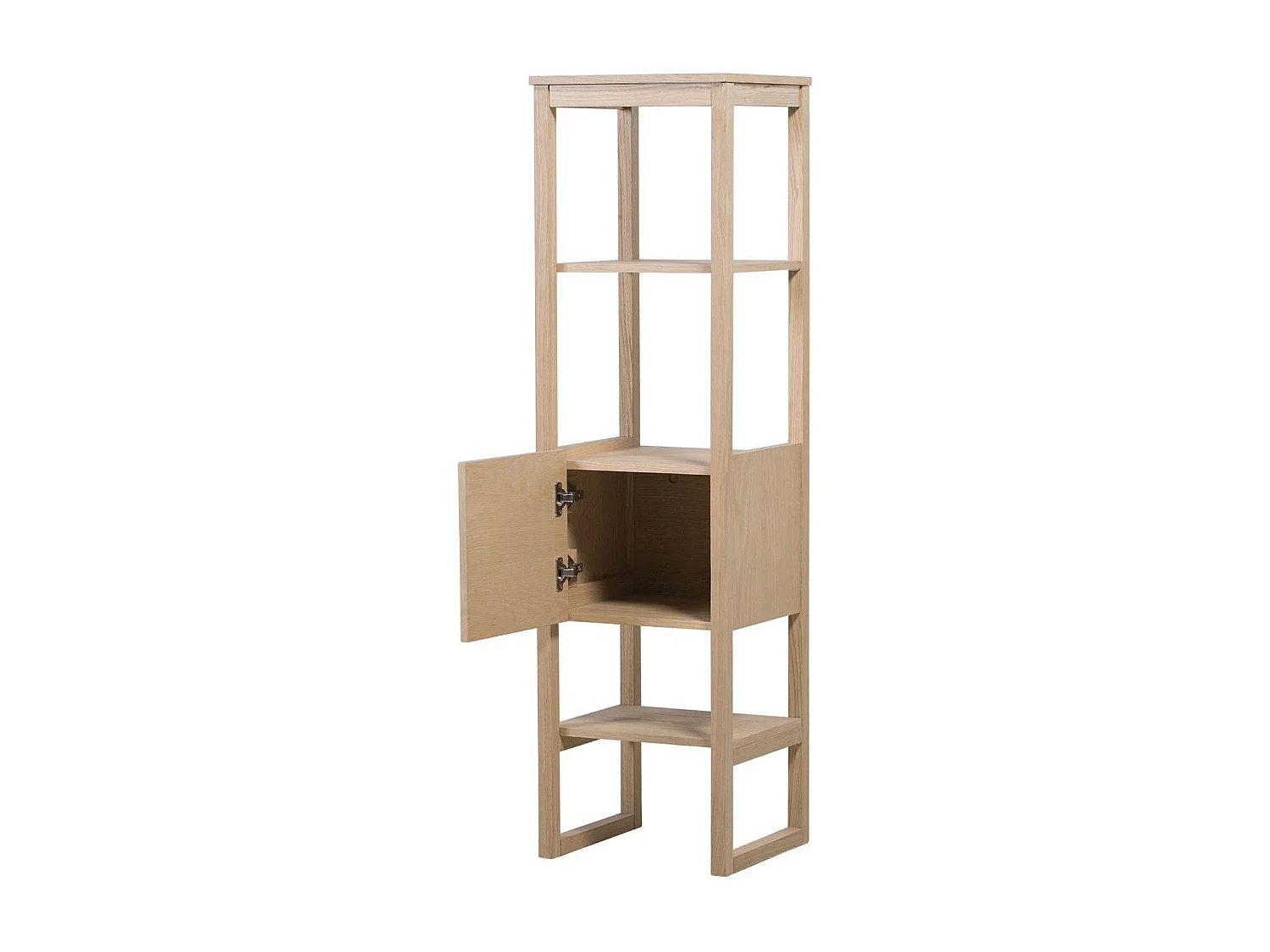 Meuble sous vasque plaqué chêne naturel ATOLL 120cm+vasque+miroir carré+colonne
