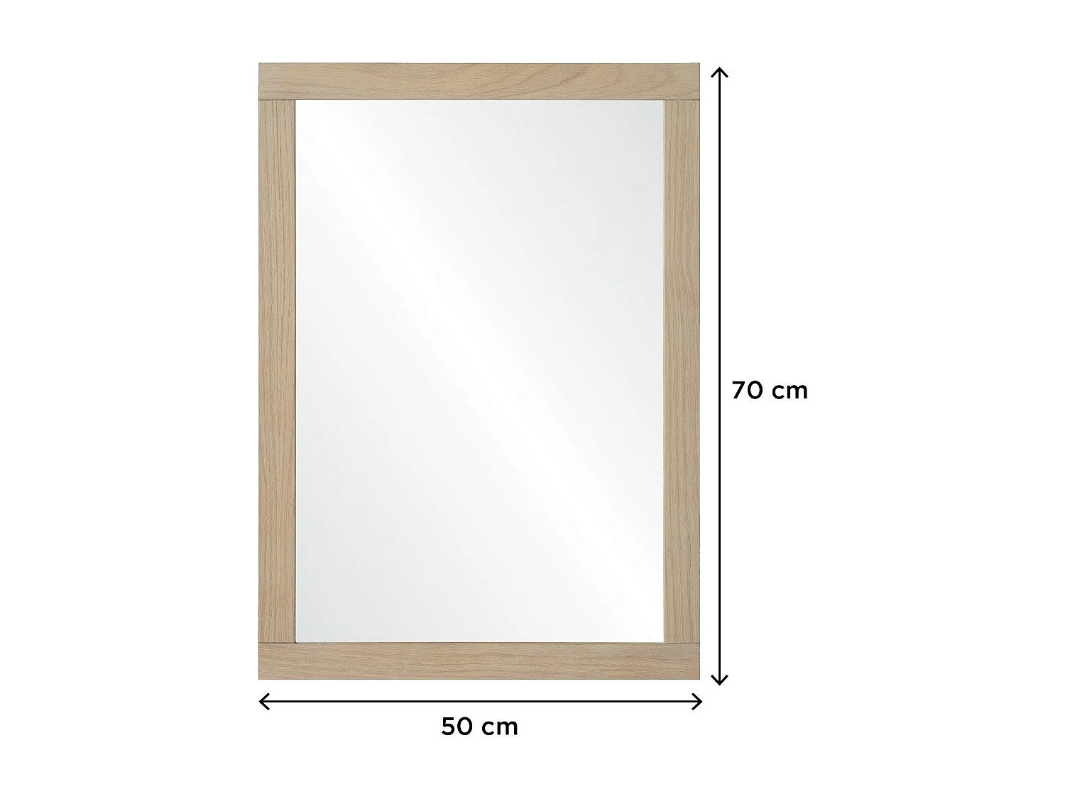 Meuble sous vasque plaqué chêne naturel ATOLL 120cm+vasque+miroir carré+colonne