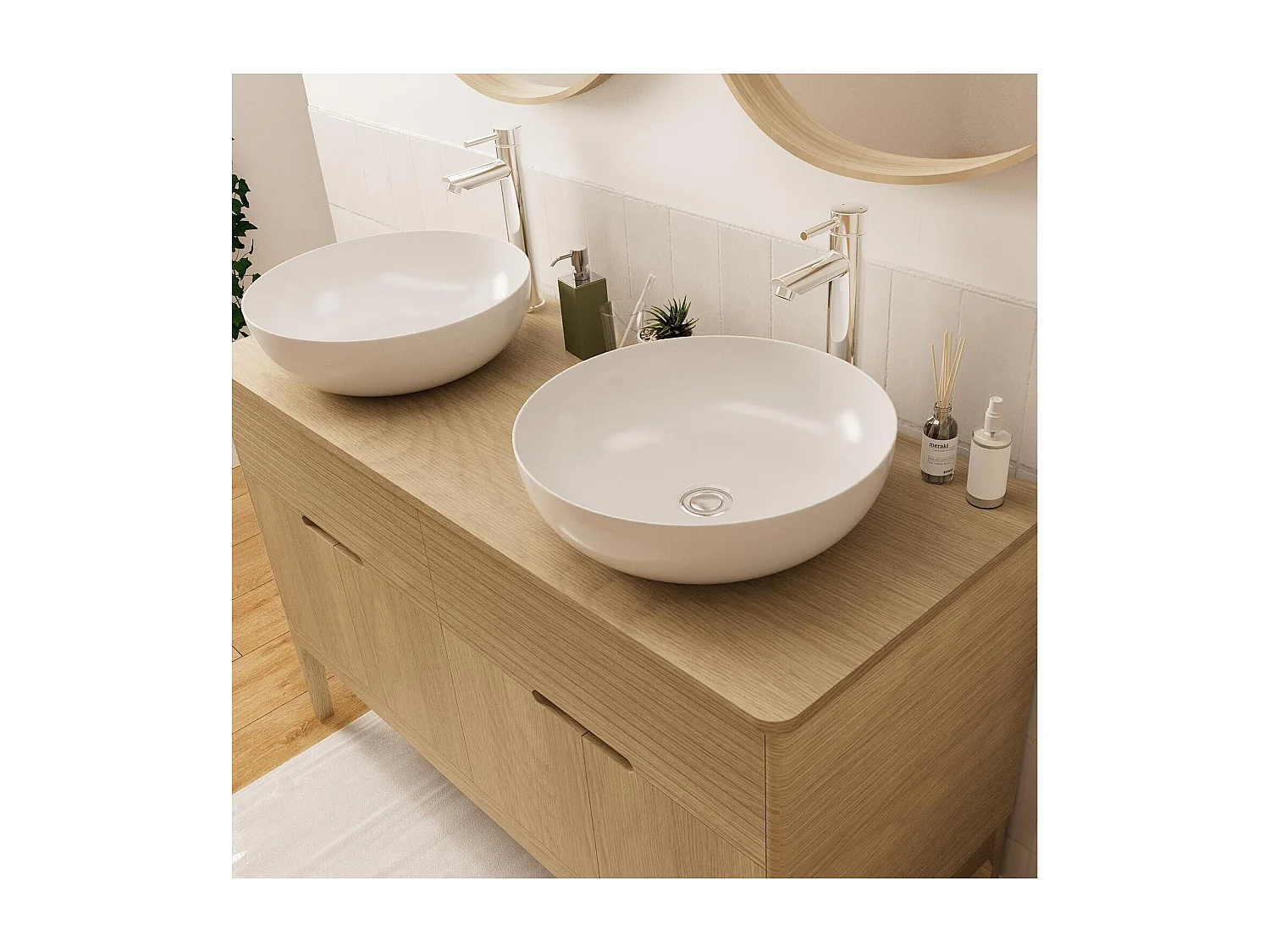 Mueble de lavabo doble + lavabo ALASKA
