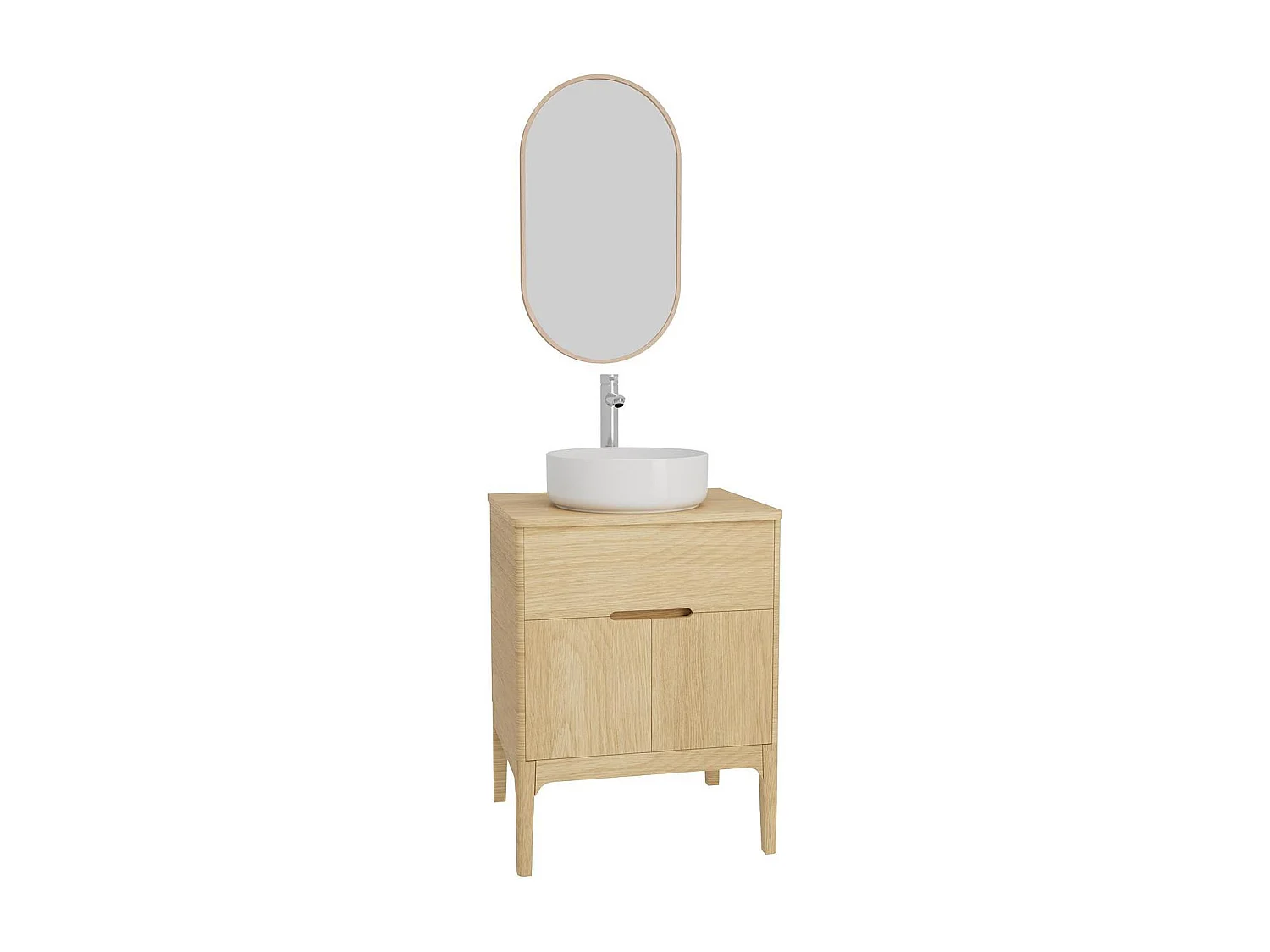 Conjunto mueble lavabo simple 60 cm + lavabo + grifo + espejo ALASKA