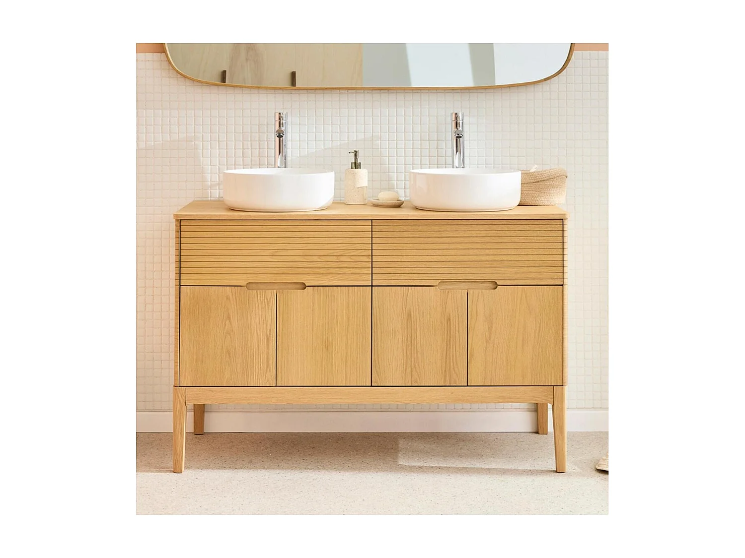 Ensemble meuble double vasque ALASKA 120cm + vasque + robinet