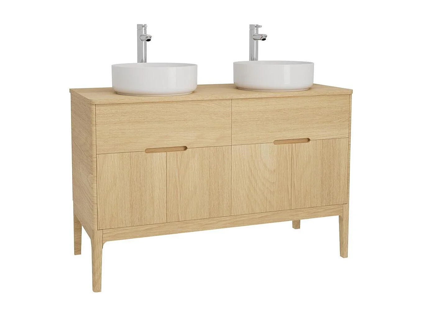 Ensemble meuble double vasque ALASKA 120cm + vasque + robinet