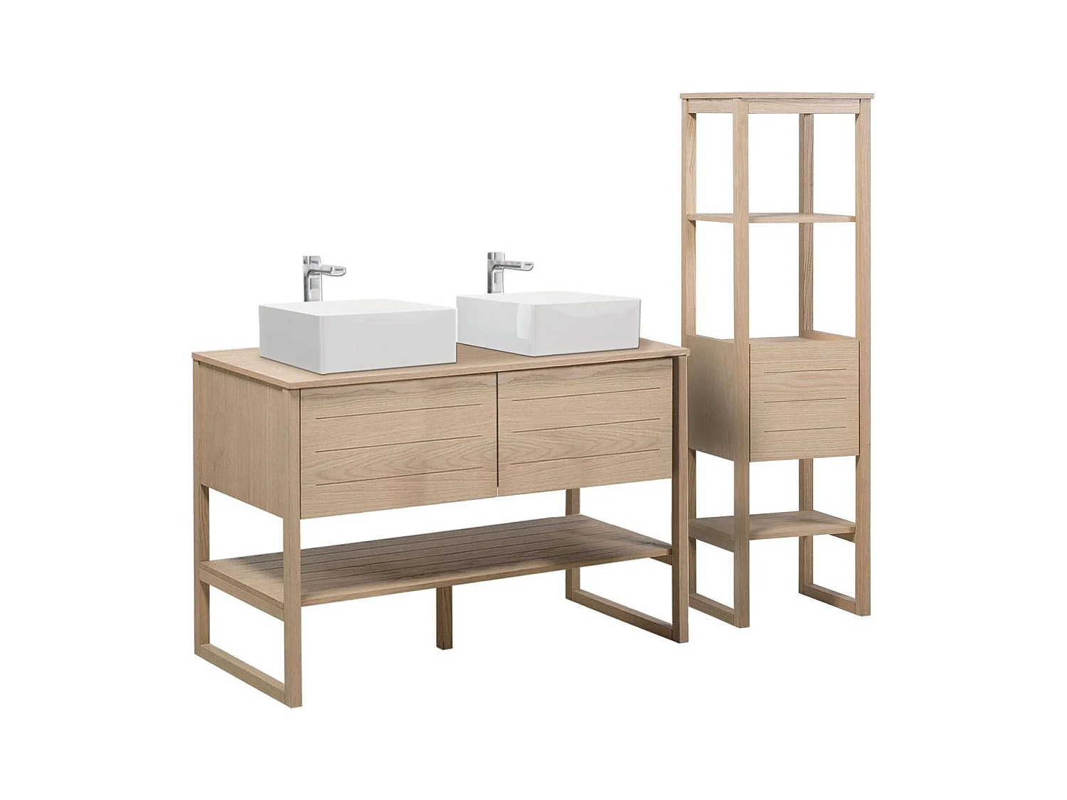 Mobile lavabo doppio + lavabo + colonna ATOLL
