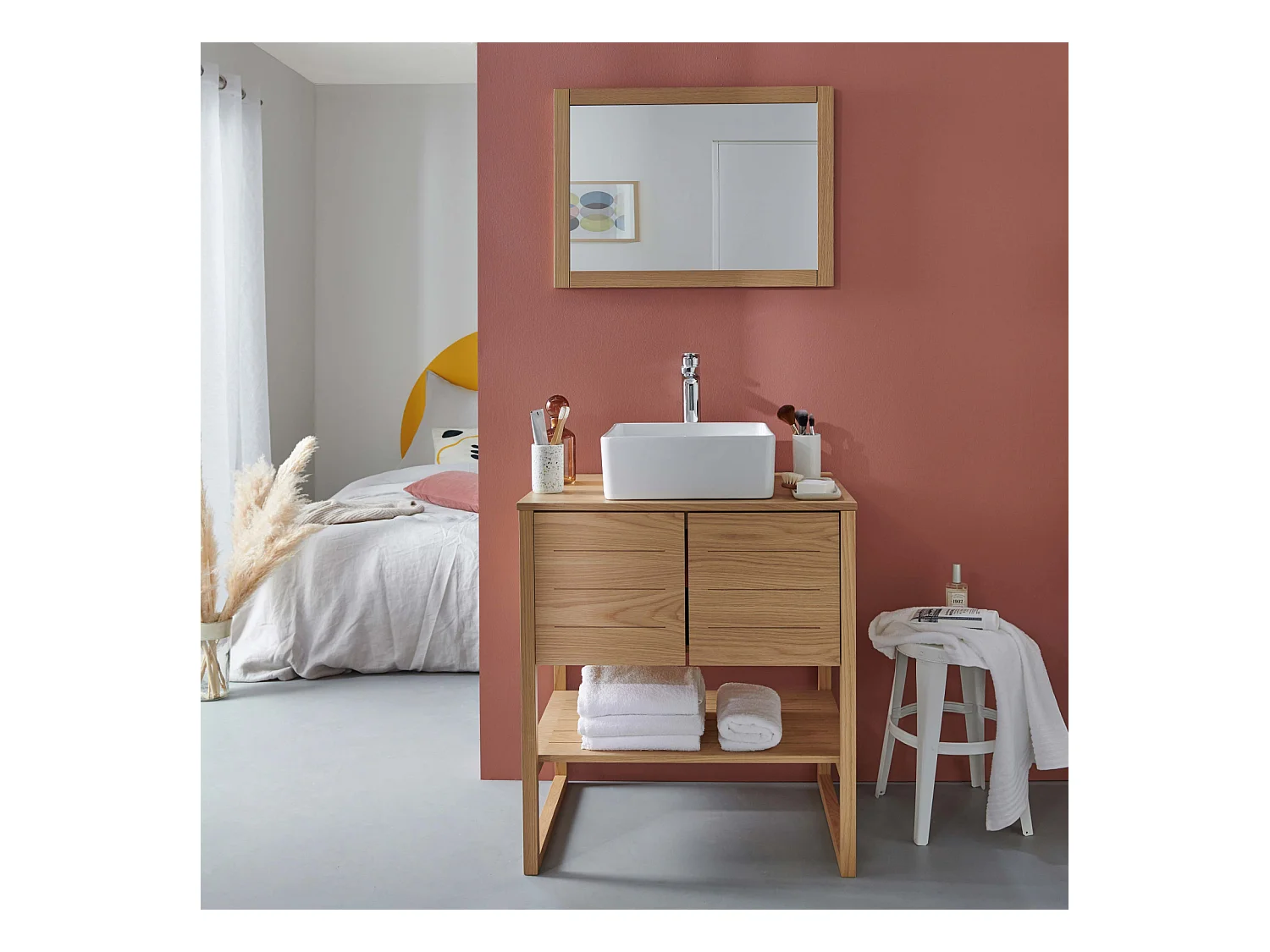 Mueble individual + lavabo + espejo ATOLL