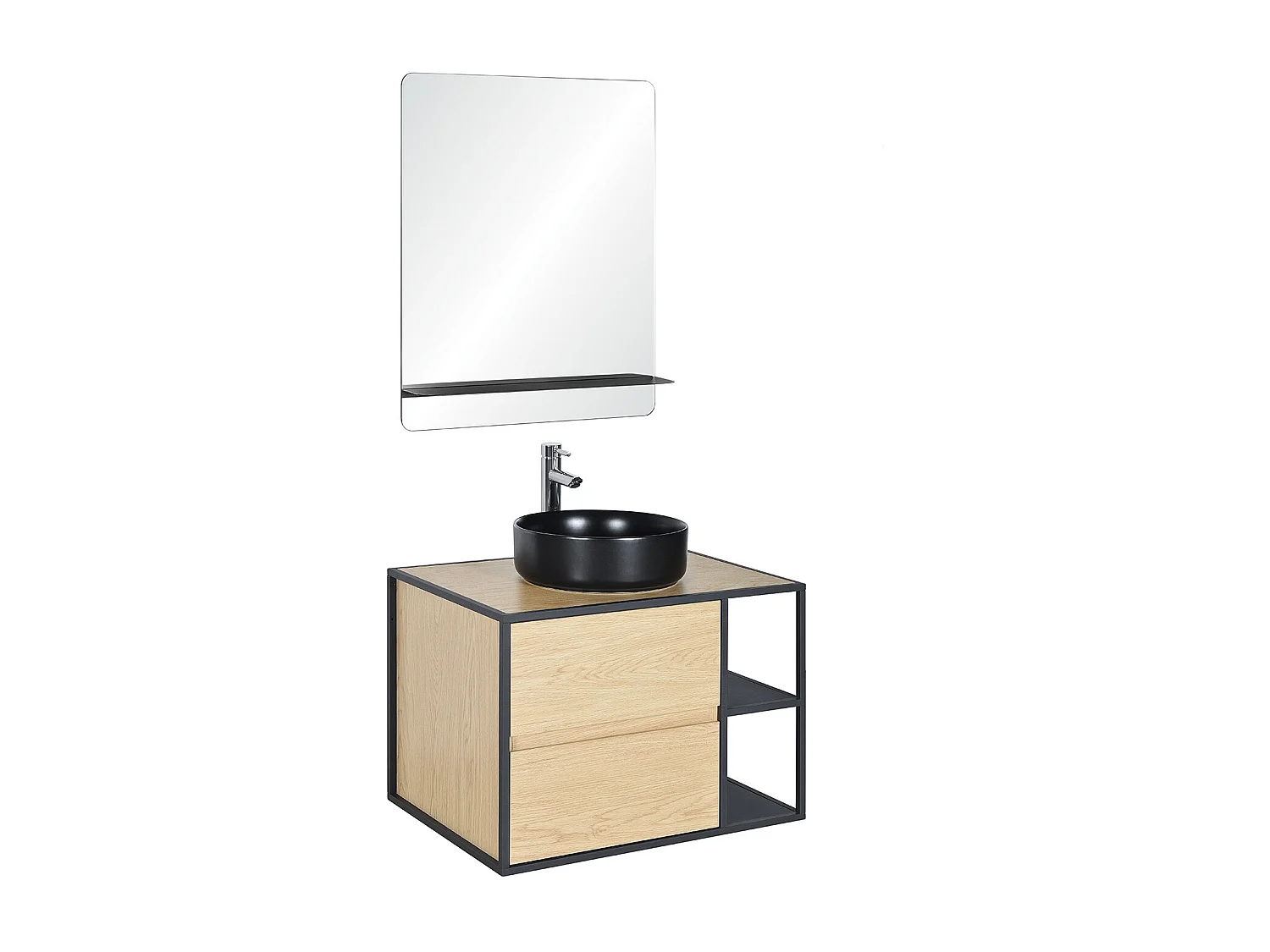 Ensemble meuble simple vasque 70 cm + vasque DIEGO + miroir SORRENTO