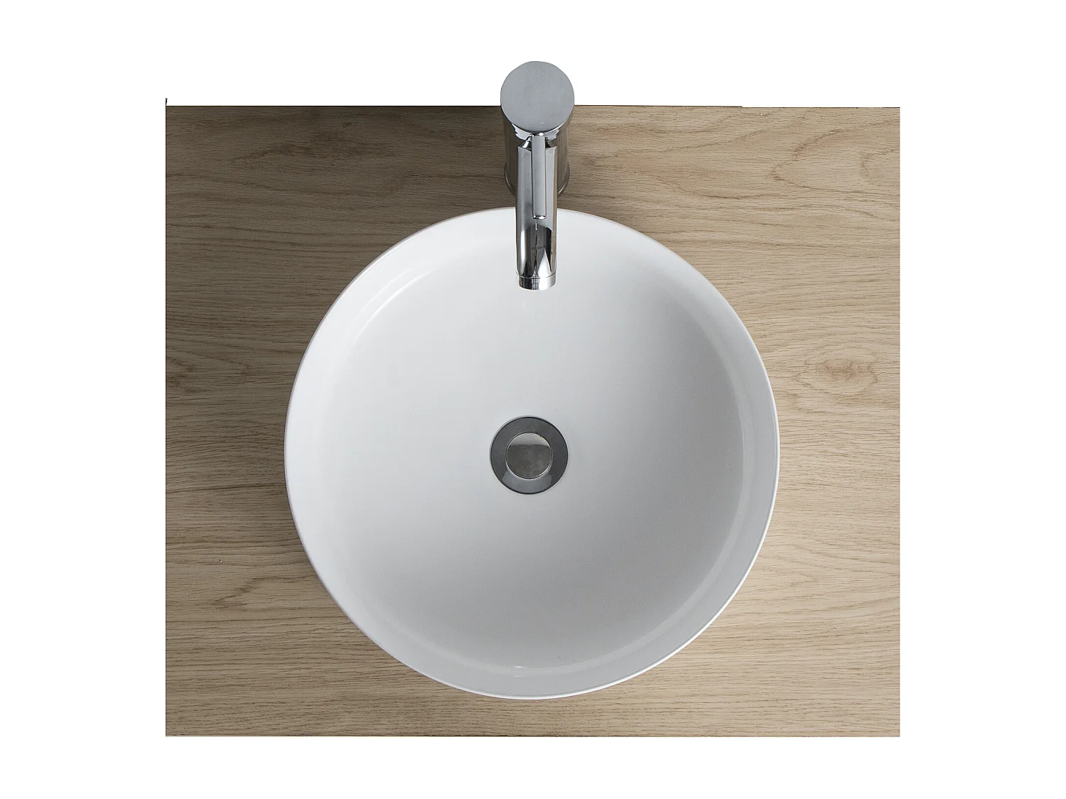 Meuble de Salle De Bain Chêne 120 cm + Colonne ATOLL + 2 Miroirs ronds 60 cm + 2 Vasques rondes 37 cm