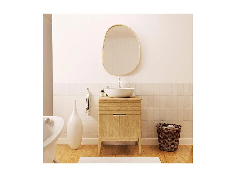 Mueble de lavabo individual + lavabo + grifo + espejo ALASKA