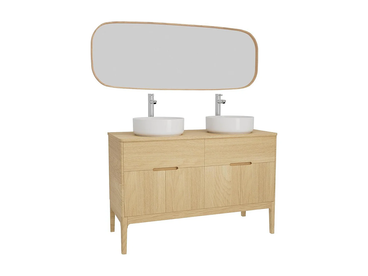 ALASKA dubbele spoelbakset 120cm + spoelbak + kraan + spiegel