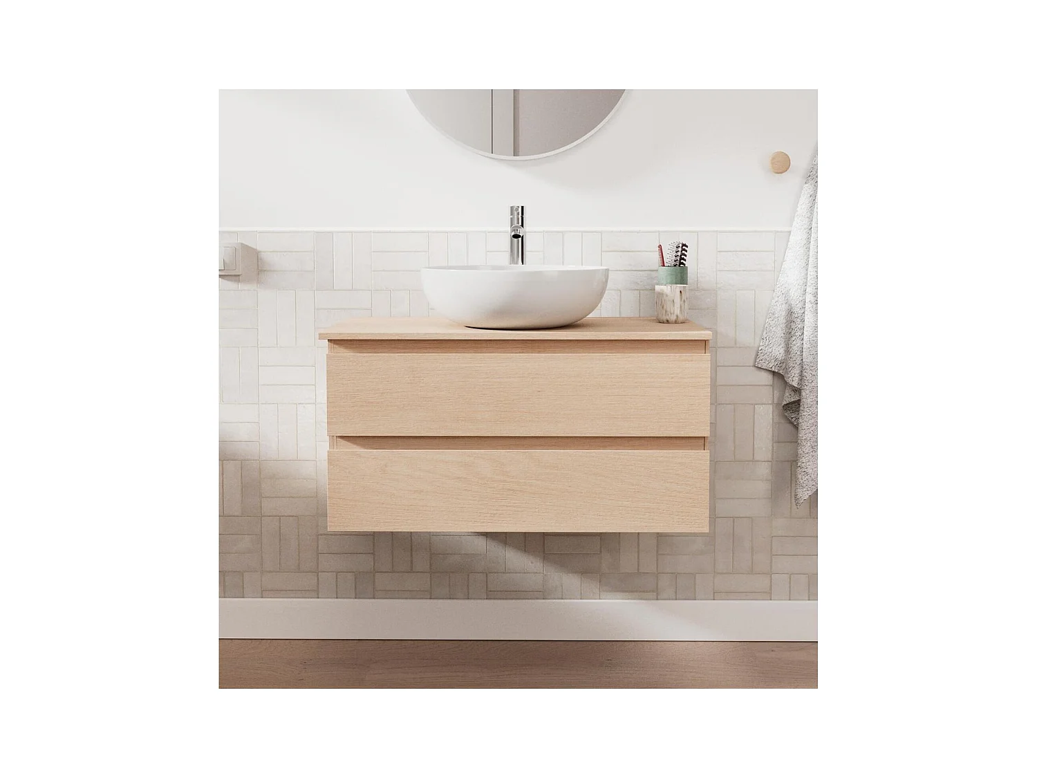Conjunto mueble lavabo simple 80 cm + lavabo SORRENTO