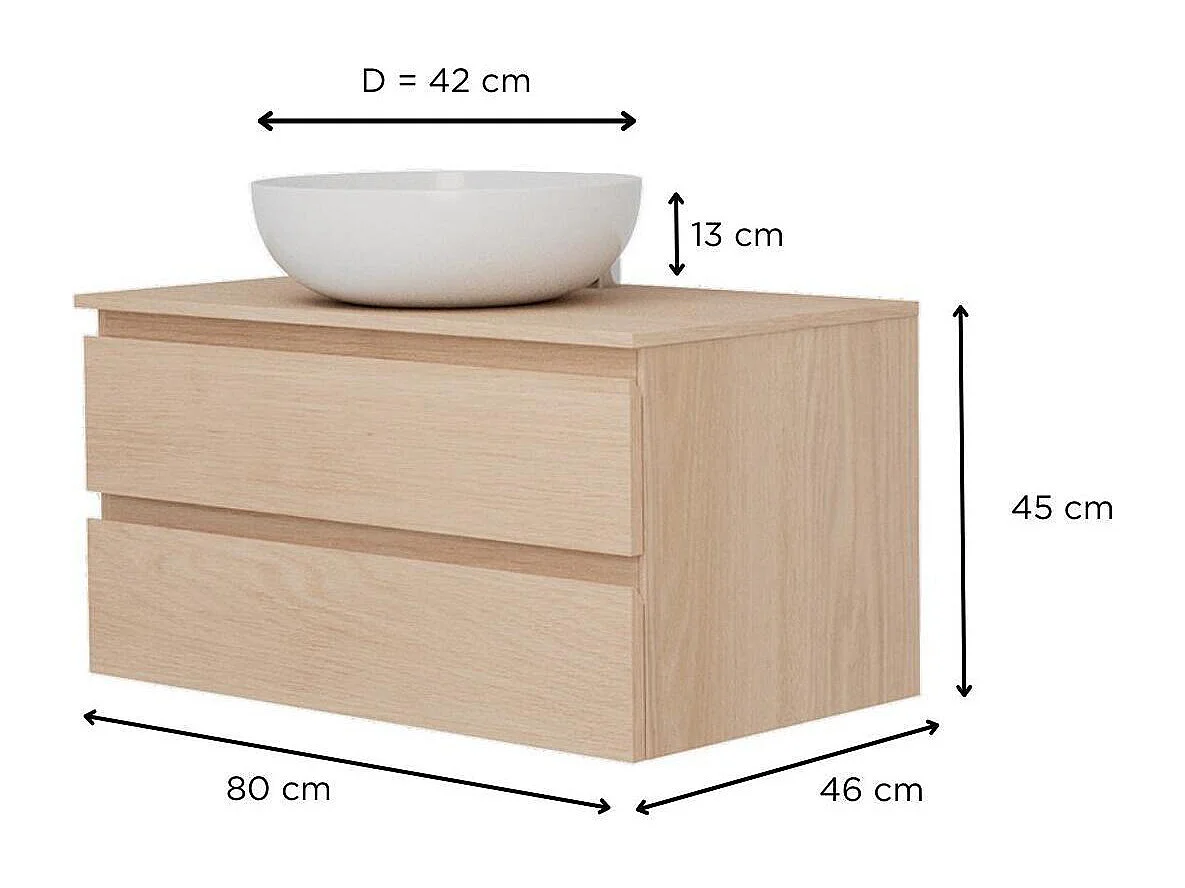 Enkele spoelbakset 80 cm + SORRENTO spoelbak