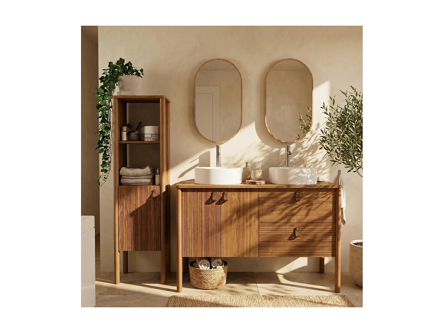 Meuble double vasque noyer JOY 120 cm