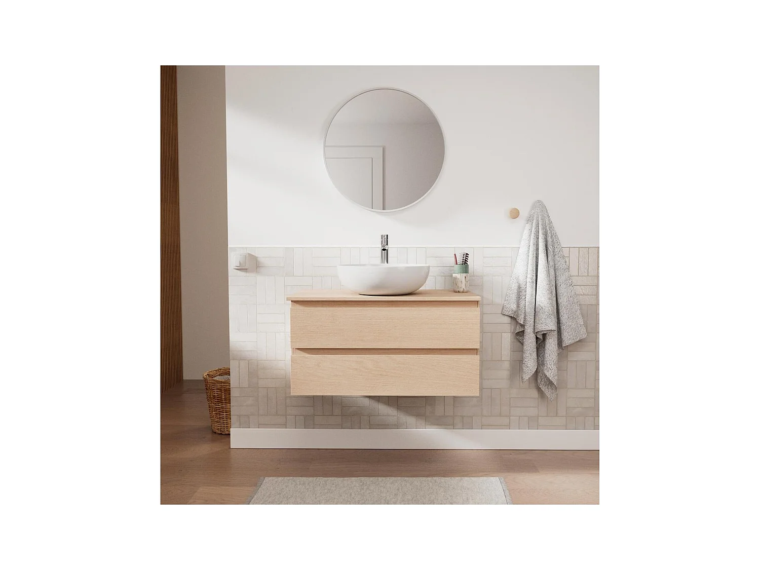Conjunto mueble con lavabo de 80 cm + lavabo + grifo + espejo SORRENTO