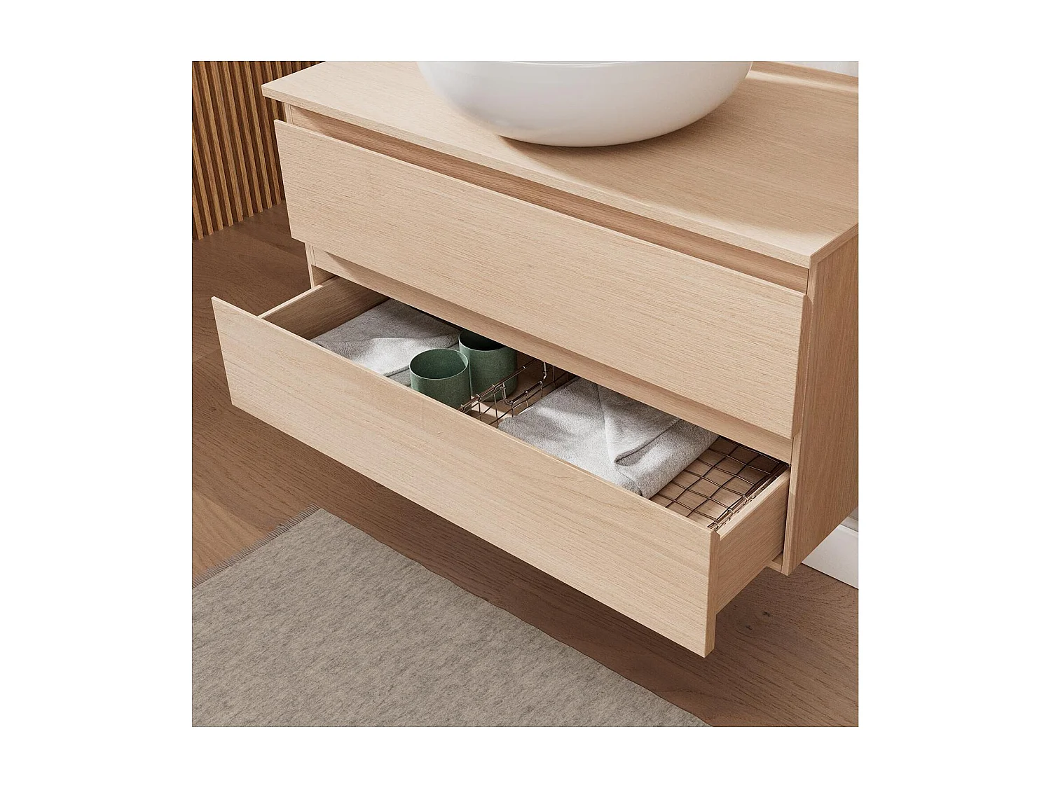 SORRENTO wastafelmeubelset met enkele wasbak 80 cm + wastafel + kraan + spiegel