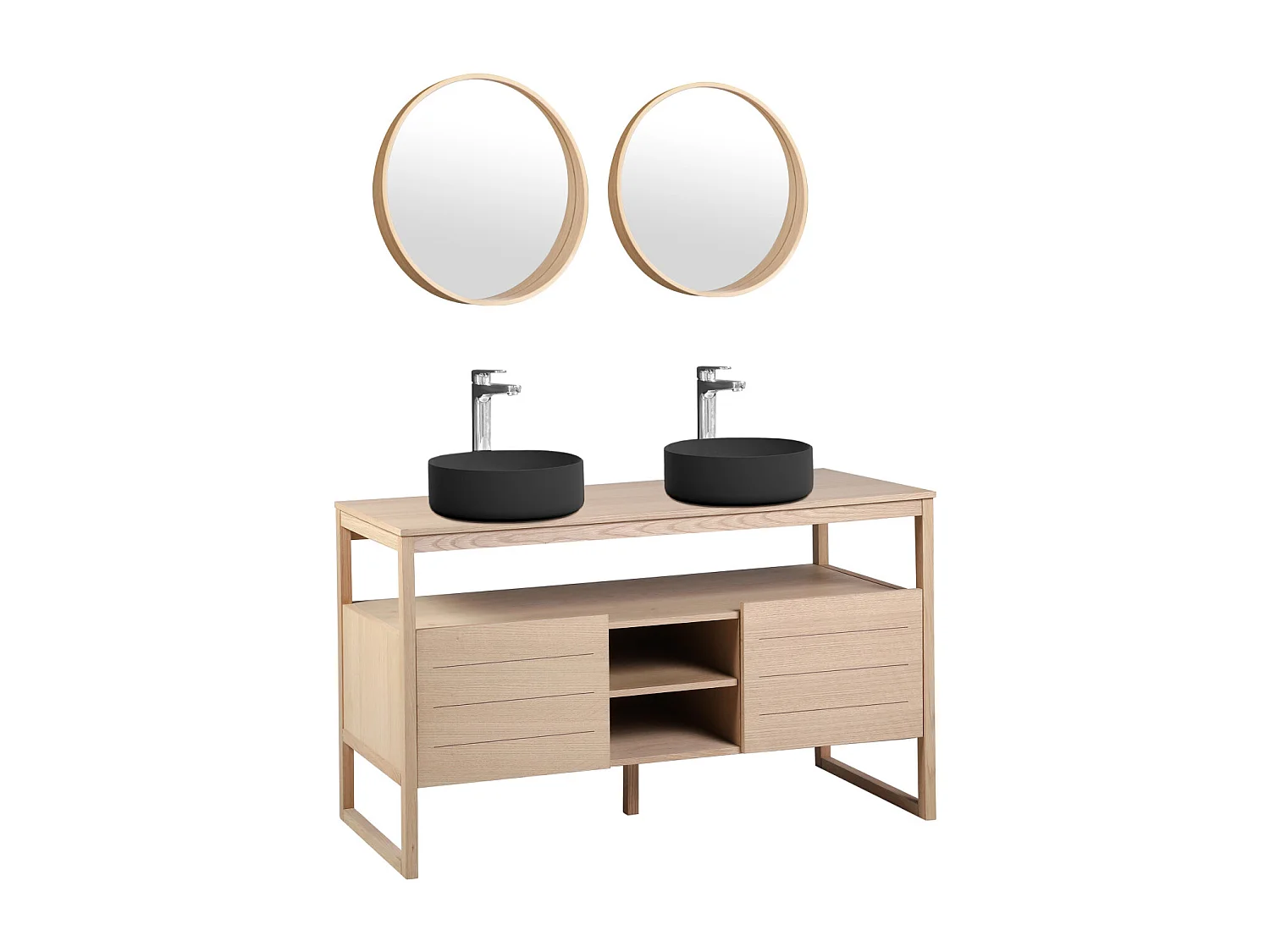 Doppelwaschtisch + Waschbecken + Spiegel ATOLL