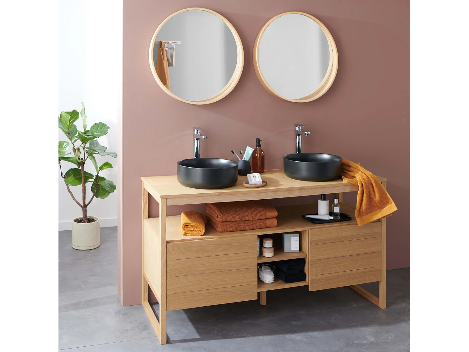 Doppelwaschtisch + Waschbecken + Spiegel ATOLL