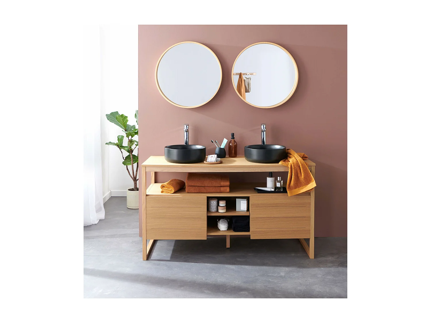 Doppelwaschtisch + Waschbecken + Spiegel ATOLL